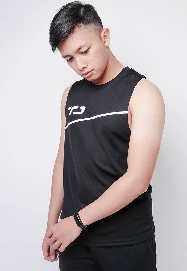 Td Active MS154 Sleevless Kutung Running Jersey Baju Lari Td Active Dakir Slash Hitam