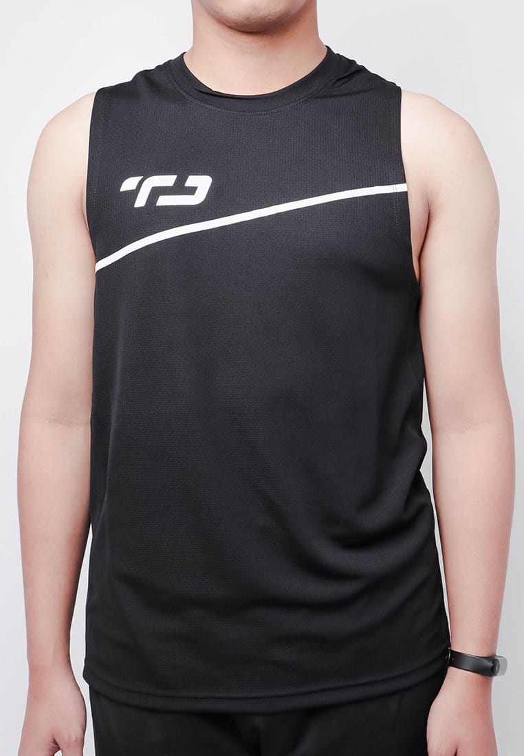 Td Active MS154 Sleevless Kutung Running Jersey Baju Lari Td Active Dakir Slash Hitam