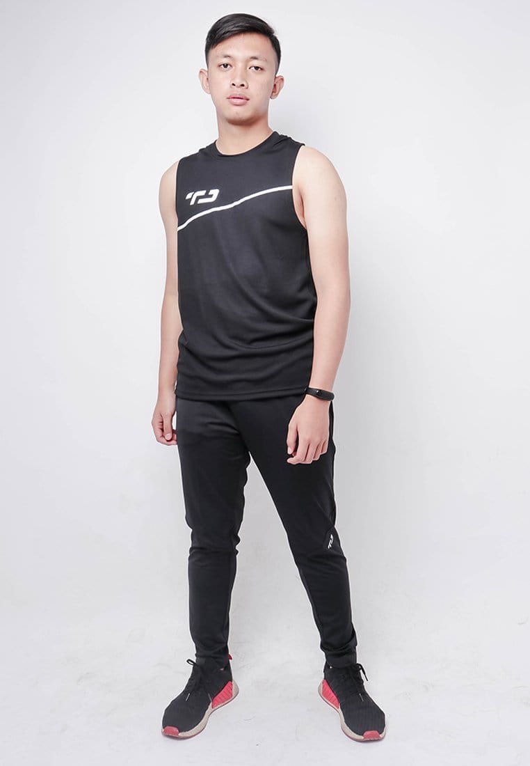 Td Active MS154 Sleevless Kutung Running Jersey Baju Lari Td Active Dakir Slash Hitam