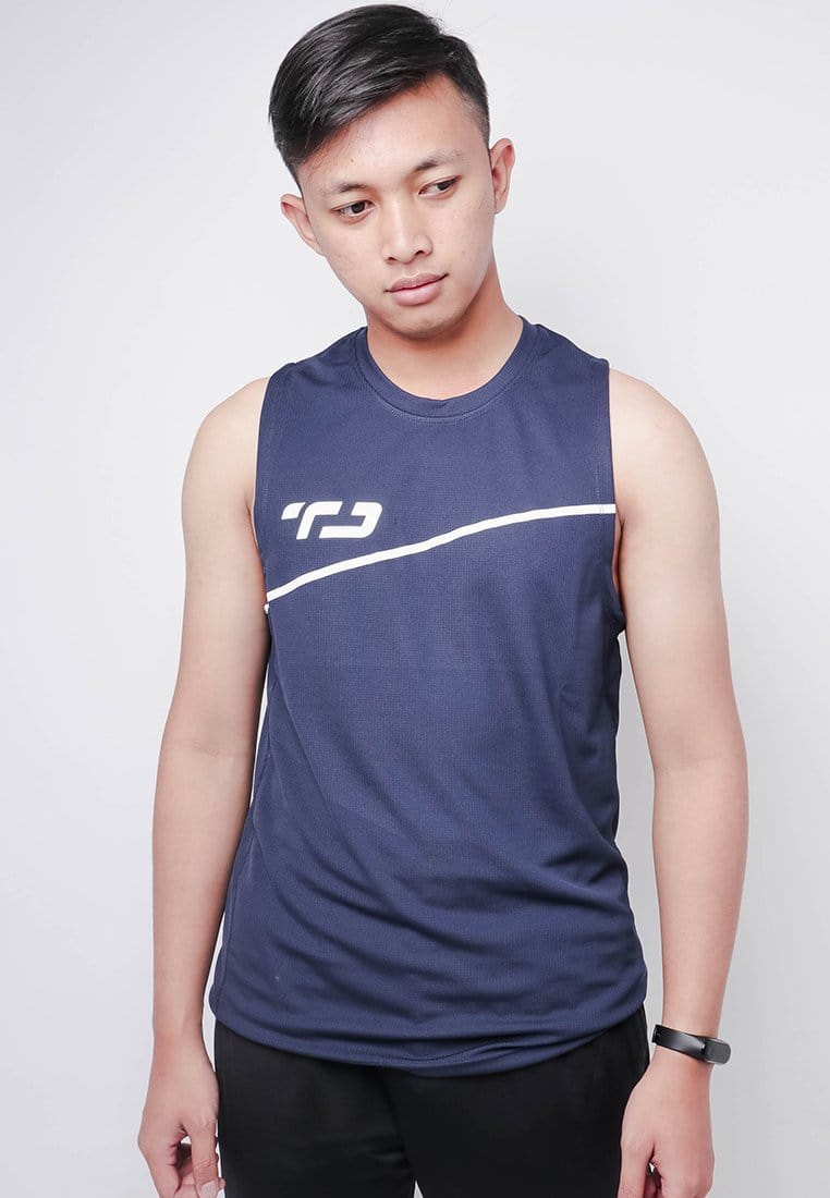 Td Active MS155 Sleevless Kutung Running Jersey Baju Lari Td Active Dakir Slash Navy