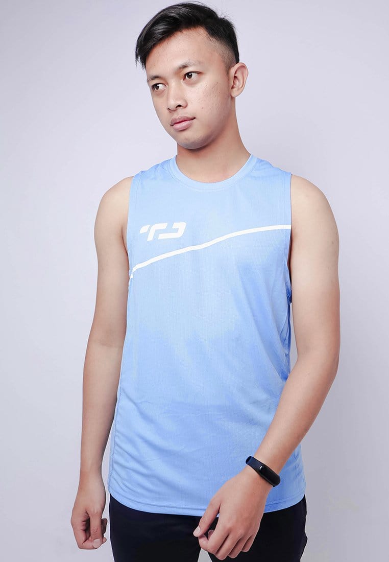 Td Active MS157 Sleevless Kutung Running Jersey Baju Lari Dakir Slash Biru Langit