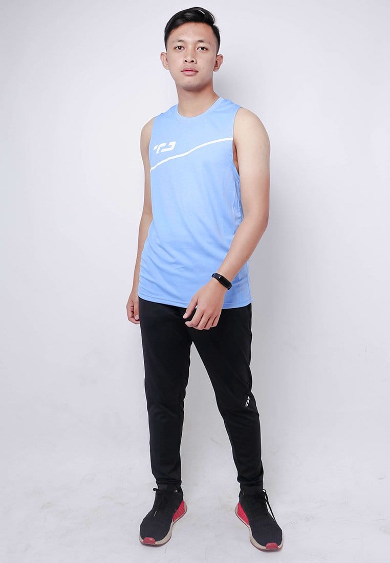 Td Active MS157 Sleevless Kutung Running Jersey Baju Lari Dakir Slash Biru Langit