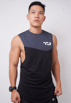 Td Active MS165 sleevless kutung sv running jersey baju lari logo abu hitam