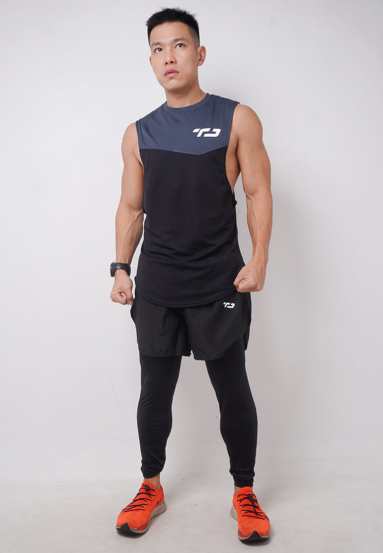 Td Active MS165 sleevless kutung sv running jersey baju lari logo abu hitam