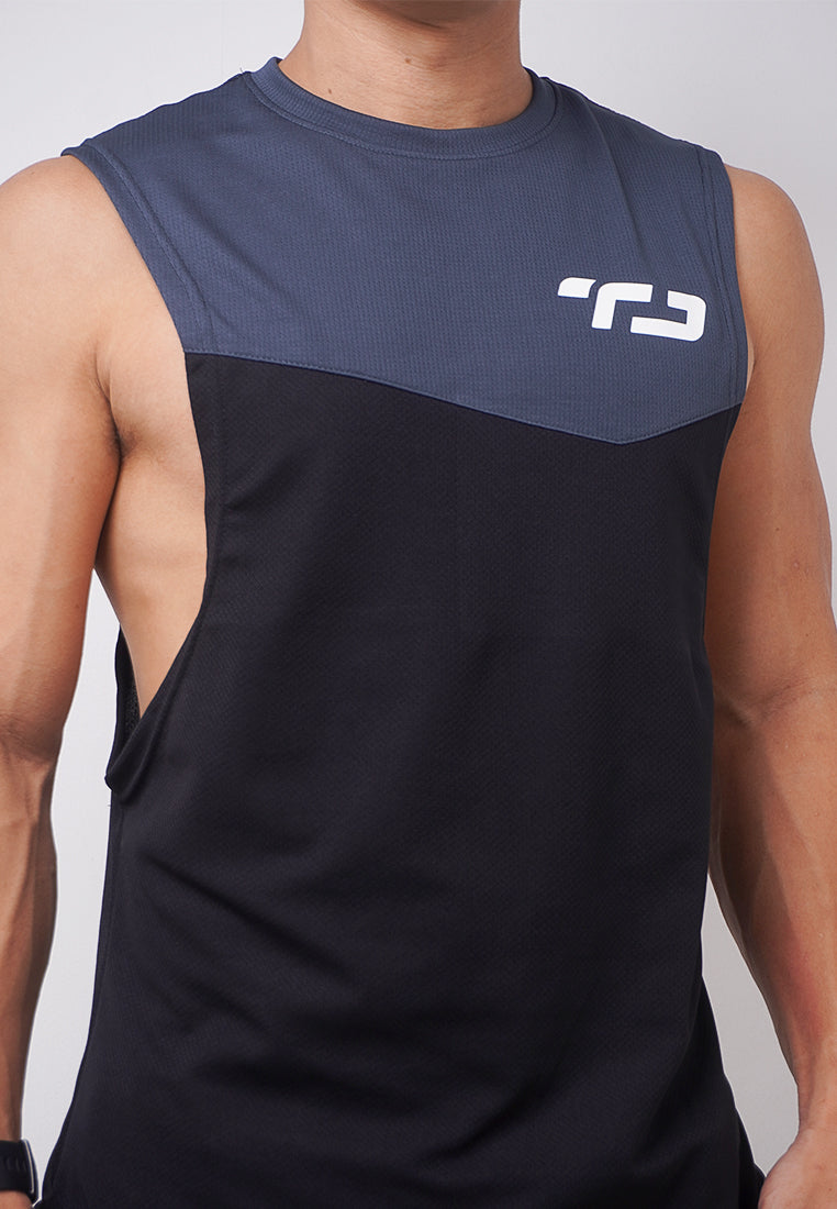 Td Active MS165 sleevless kutung sv running jersey baju lari logo abu hitam