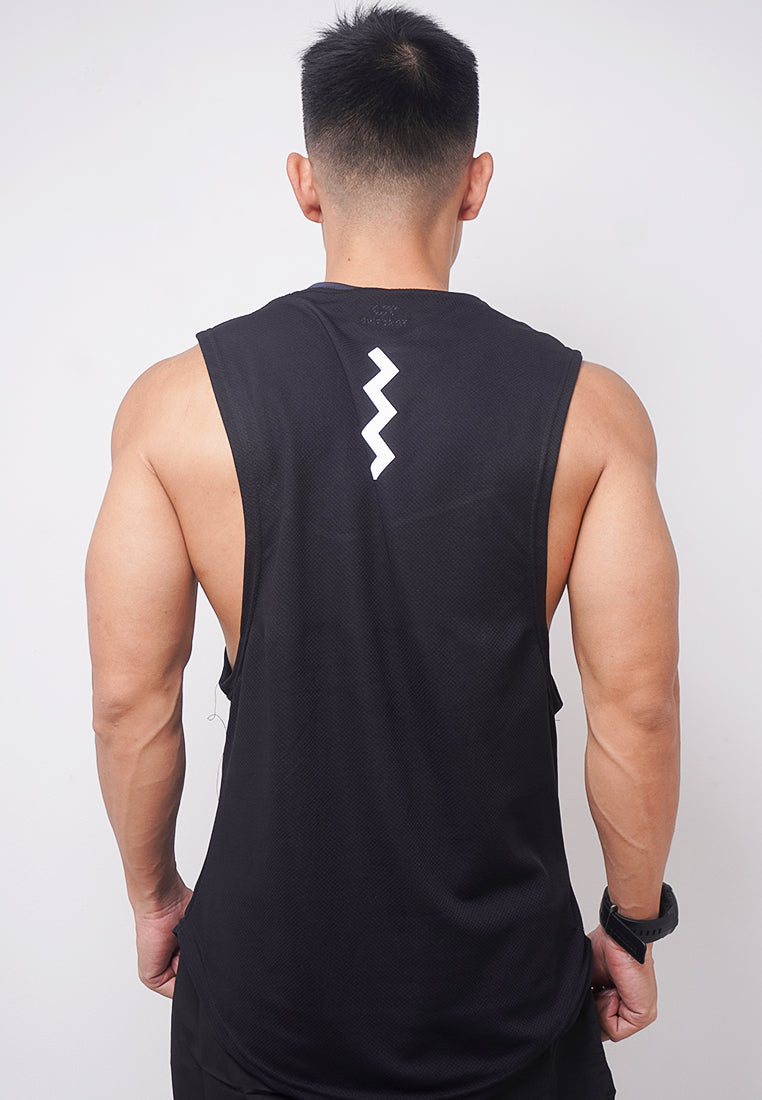 Td Active MS165 sleevless kutung sv running jersey baju lari logo abu hitam