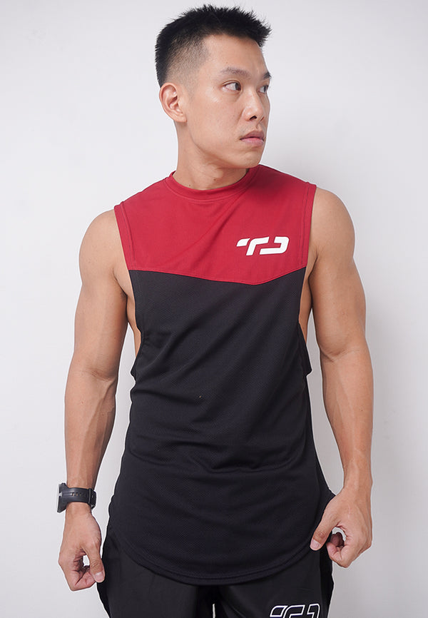 Td Active MS166 sleevless kutung sv running jersey baju lari logo maroon hitam