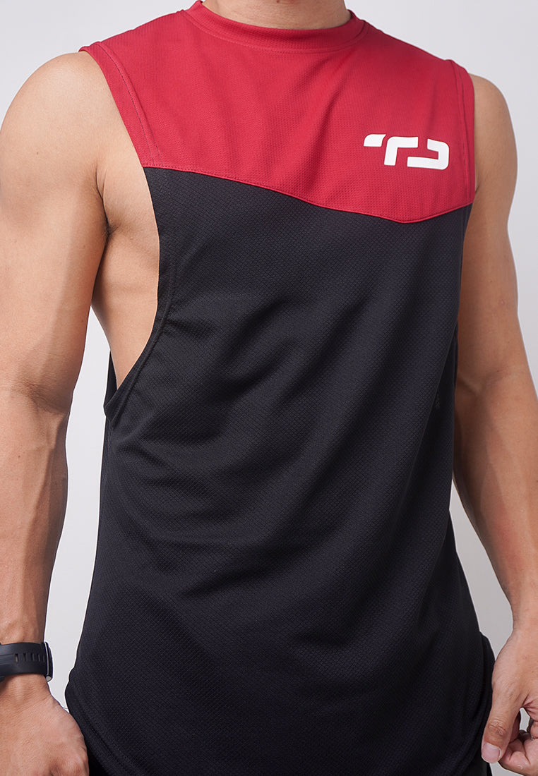 Td Active MS166 sleevless kutung sv running jersey baju lari logo maroon hitam