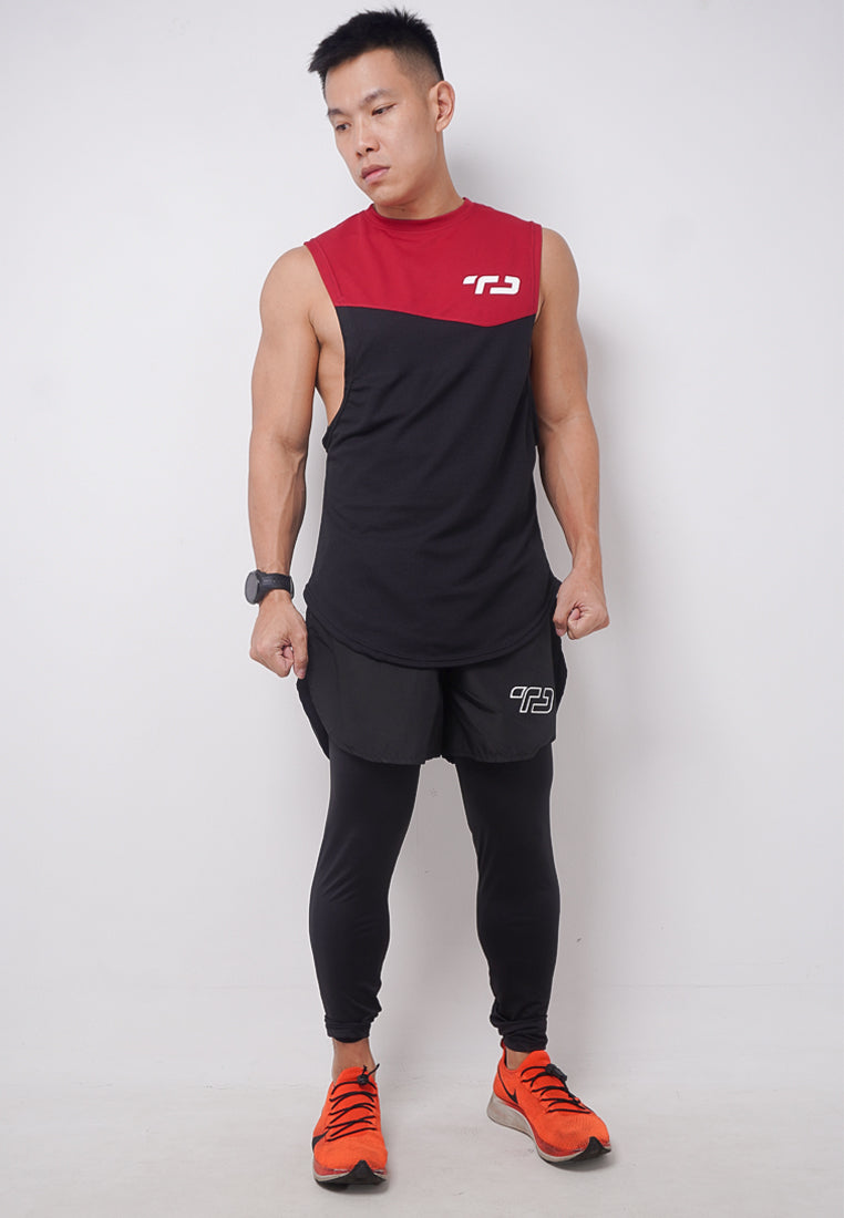 Td Active MS166 sleevless kutung sv running jersey baju lari logo maroon hitam