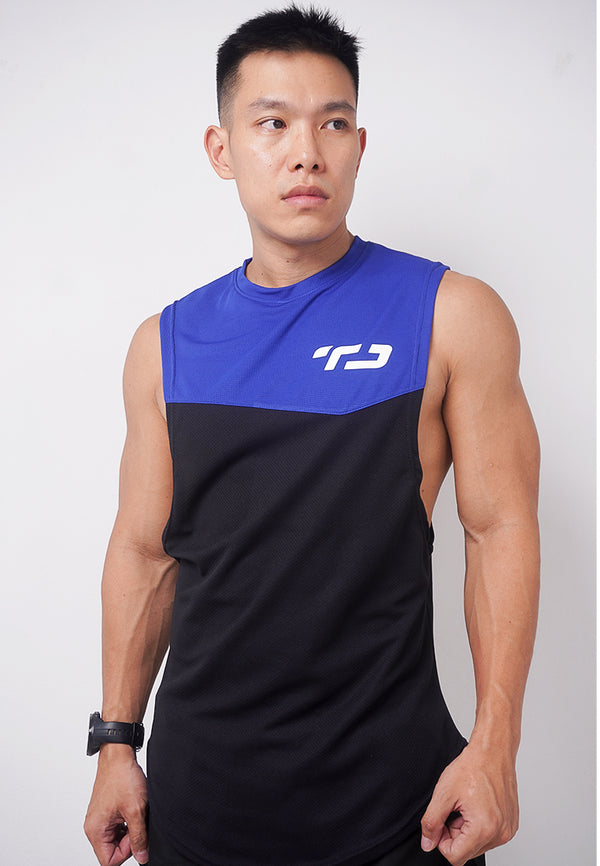 Td Active MS167 sleevless kutung sv running jersey baju lari logo navy hitam