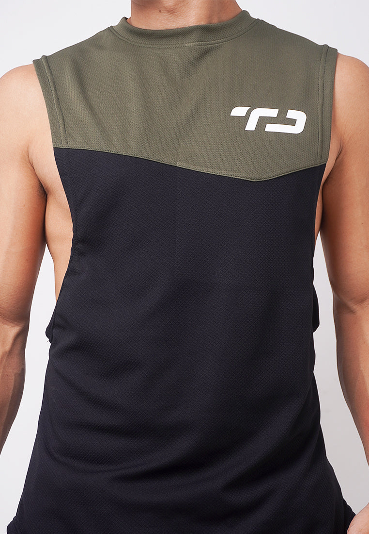 Td Active MS168 sleevless kutung sv running jersey baju lari logo green army hitam