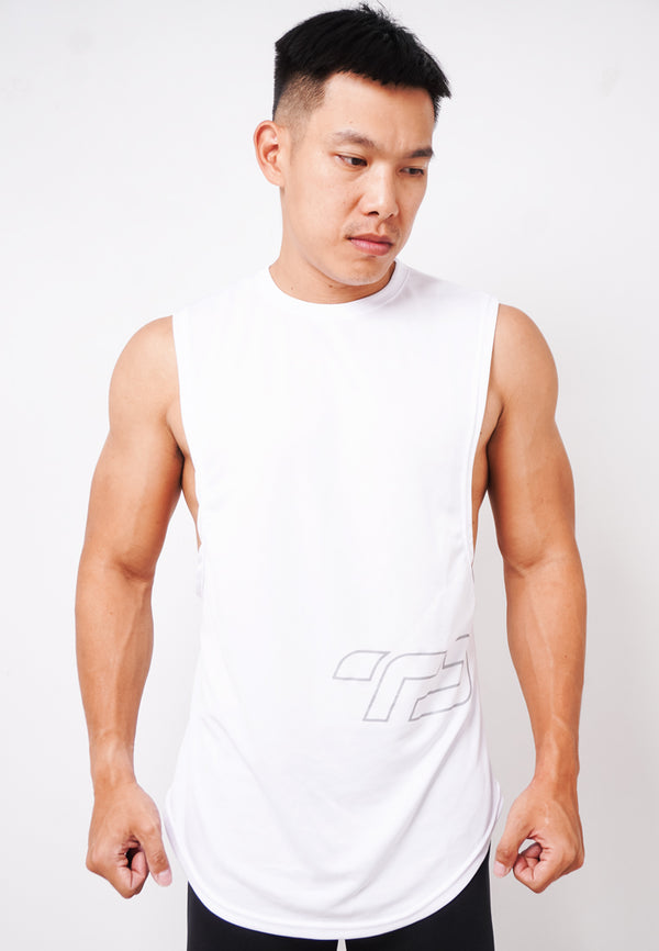 Td Active MS172 Sleevless Kutung Running Jersey Baju Lari Logo Outline Putih