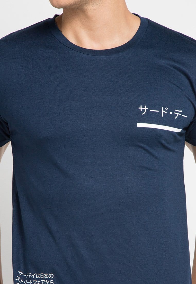 Third Day MTE37F underline katakana paragraph waist T-shirt Navy