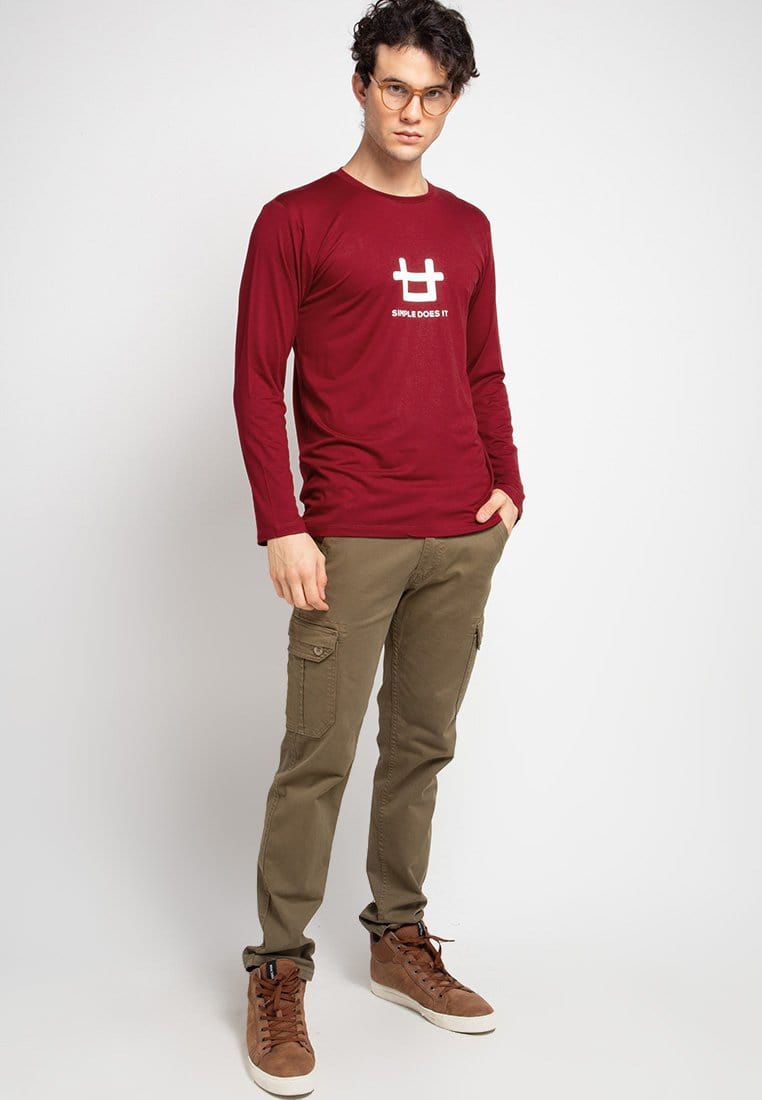 Third Day MTF57 ls logo simple does it kaos lengan panjang pria Maroon