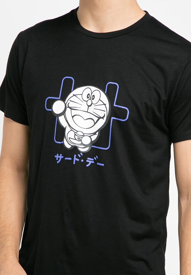 Third Day MTG24 doraemon outline logo hitam kaos pria