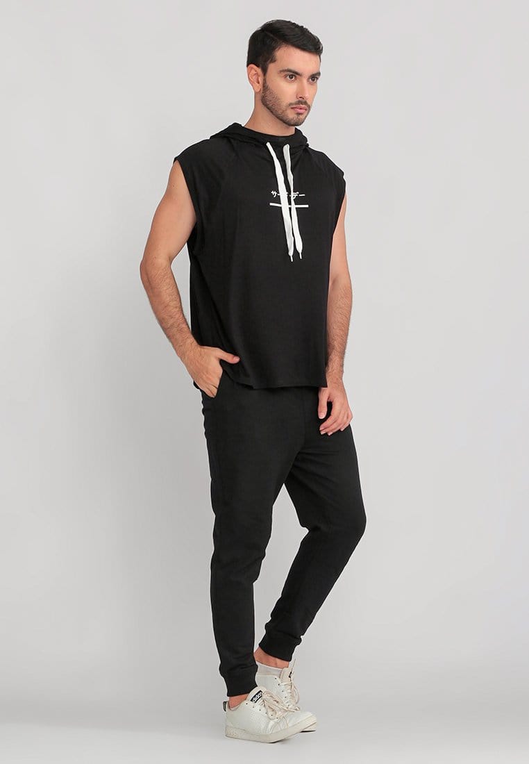 Third Day MTI23 SLV Stallone Sleeveless Hoodie Pria Katakana Underline Hitam