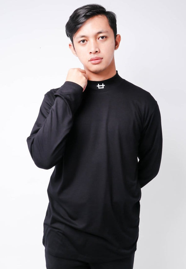 Third Day MTI65 Kaos Tangan Panjang Pria Turtle Neck Logo Small Hitam