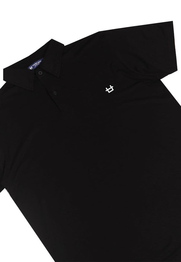 Third Day MTI67 Polo Casual Pria Logo Small Dakir Shirt Hitam