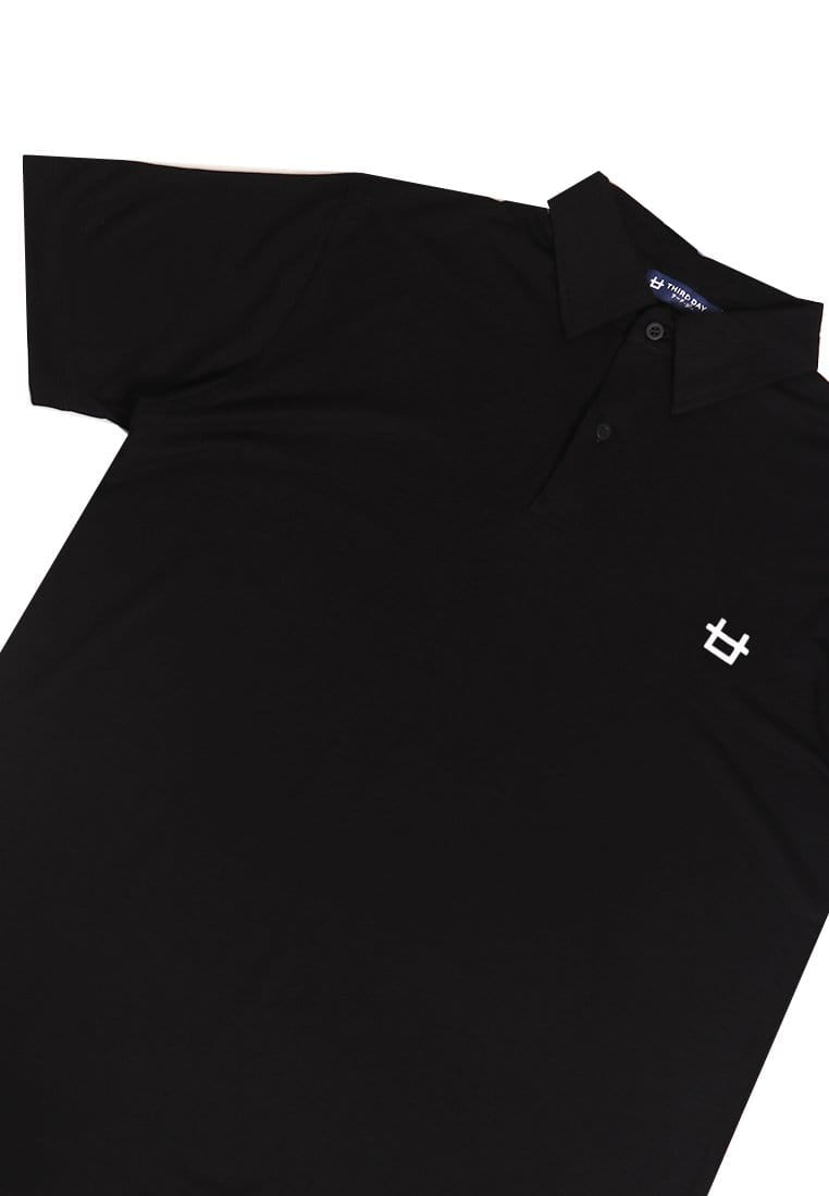 Third Day MTI67 Polo Casual Pria Logo Small Dakir Shirt Hitam