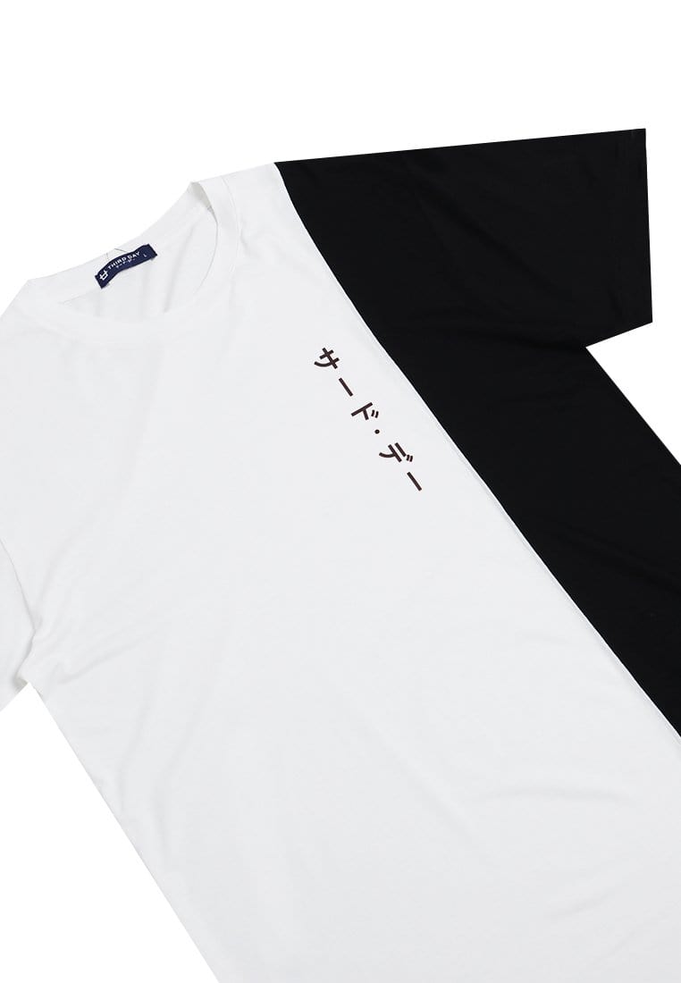 Third Day MTI73 Kaos T-Shirt Pria Instacool Quarter Black Katakana Logo Putih Hitam