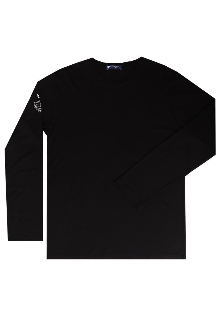 Third Day MTI76 Kaos Tangan Panjang Pria Double Sleeve Long Sleeve Logo With Katakana Paragraph Black