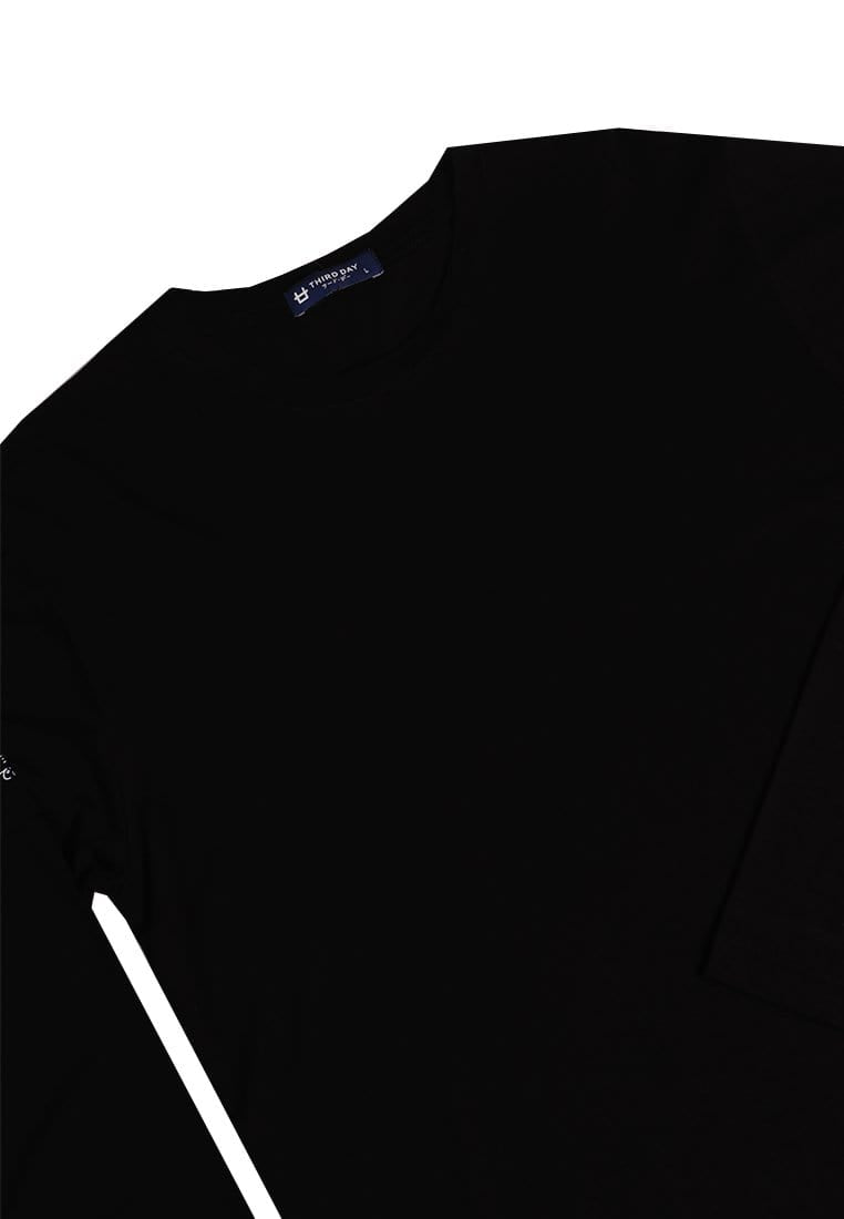 Third Day MTI76 Kaos Tangan Panjang Pria Double Sleeve Long Sleeve Logo With Katakana Paragraph Black