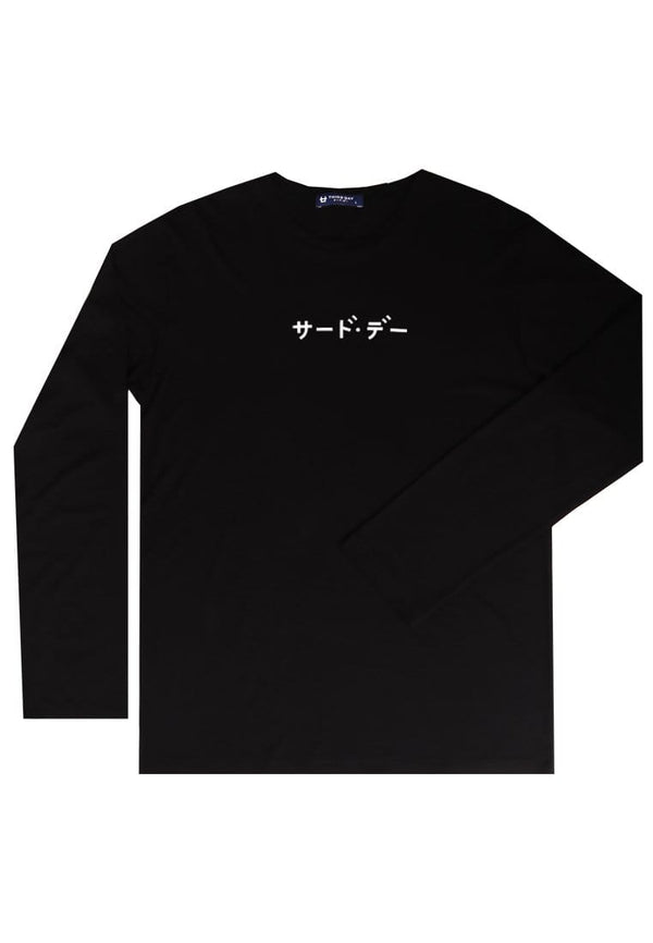 Third Day MTI77 Kaos Tangan Panjang Pria Double Sleeve Katakana Black