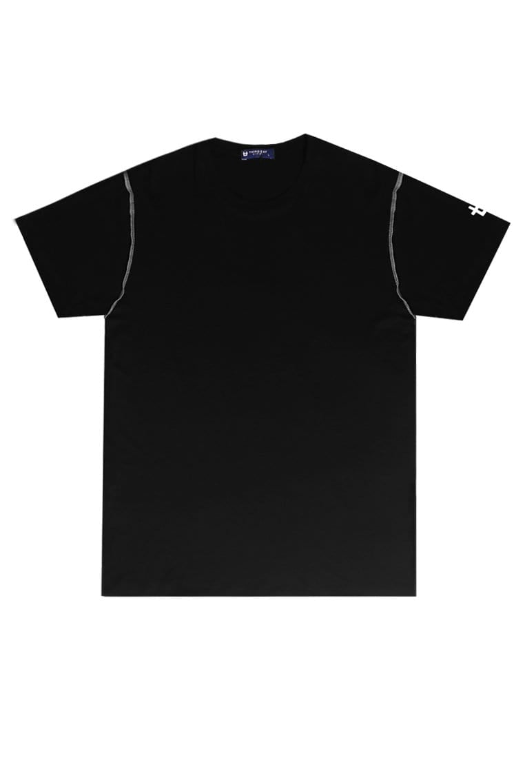 Third Day MTI79 Kaos T-Shirt Pria Instacool Raw Sew Two-Sleeve Hitam