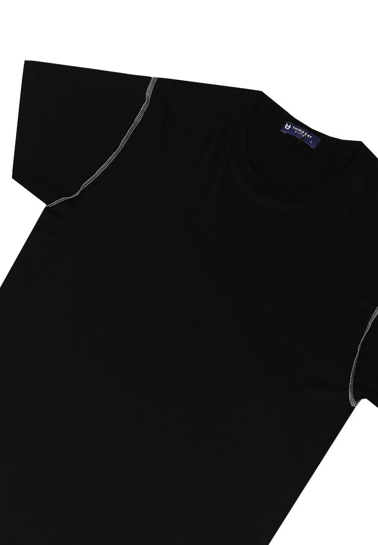 Third Day MTI79 Kaos T-Shirt Pria Instacool Raw Sew Two-Sleeve Hitam
