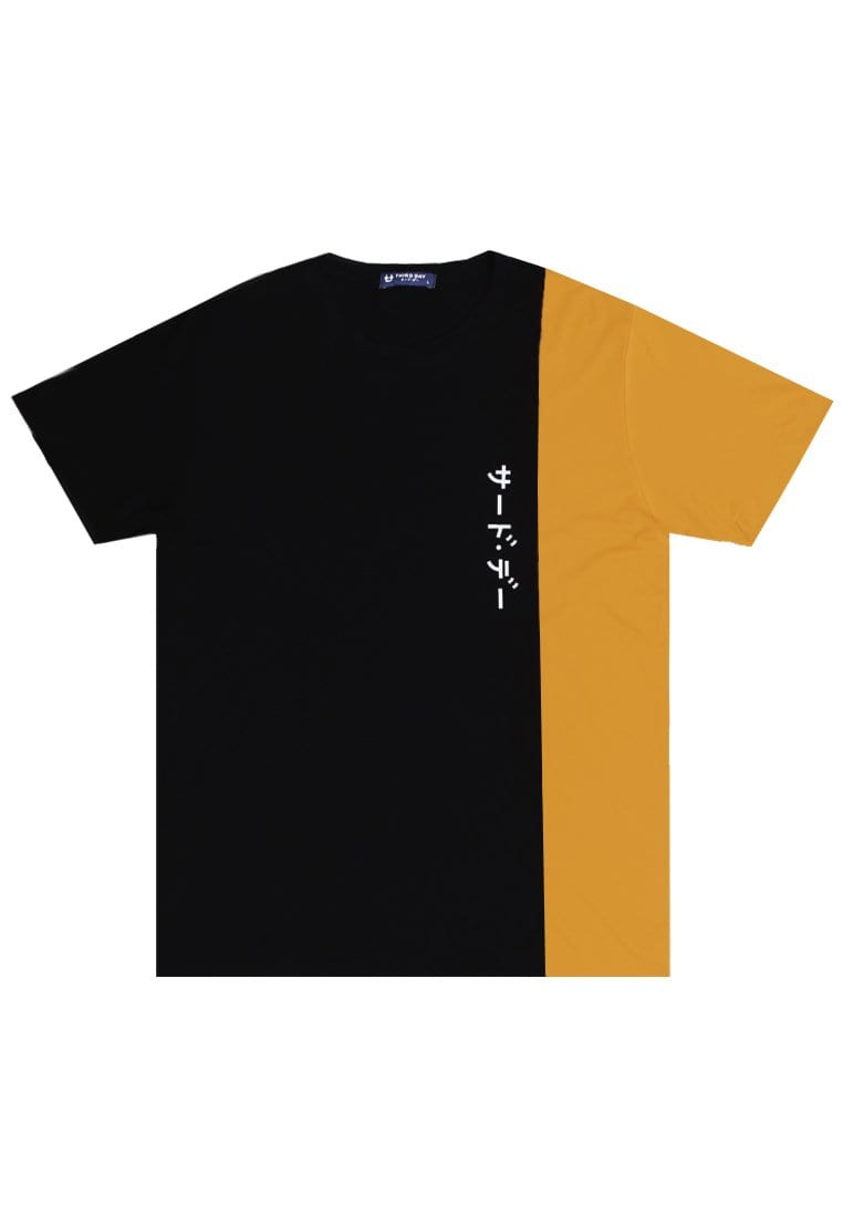 Third Day MTI97 Kaos T Shirt Pria Instacool Quarter White Katakana Kuning Hitam