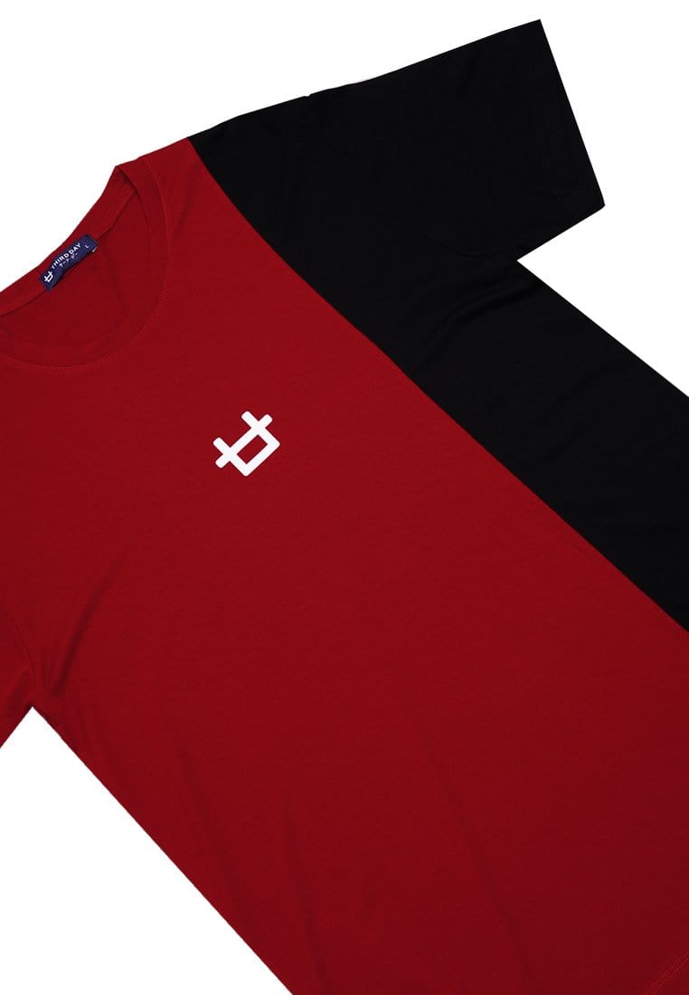Third Day MTJ01 Kaos TShirt Pria Instacool Quarter White Logo Hitam Merah