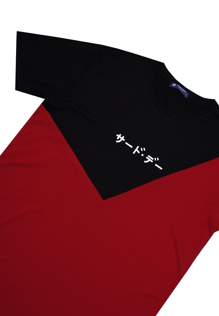 Third Day MTJ03 Kaos T Shirt Pria Instacool Triangle White Katakana Hitam Merah