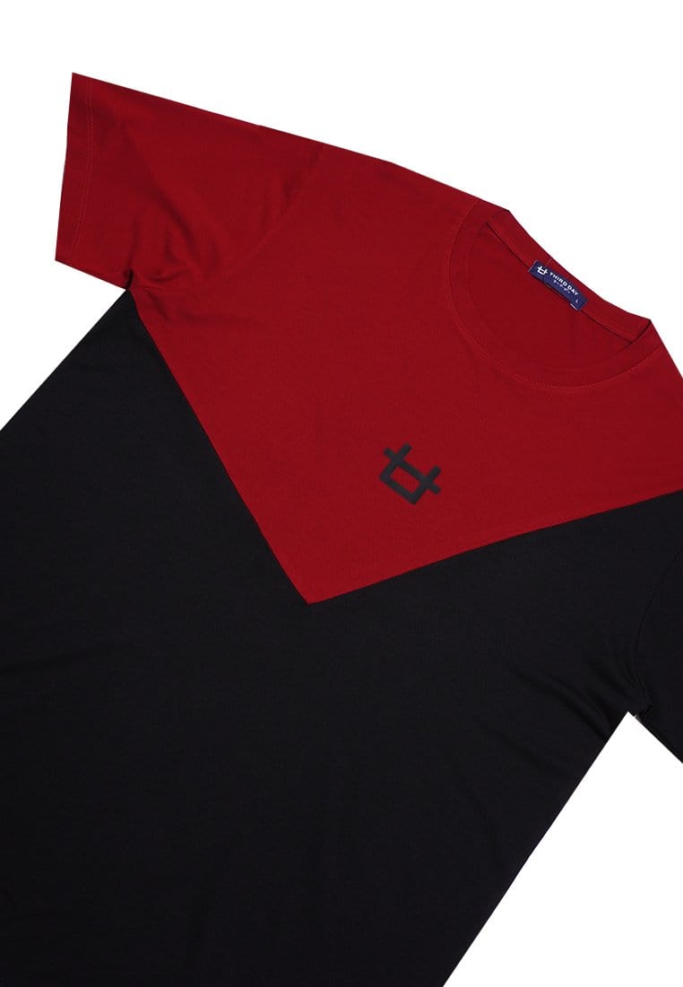 Third Day MTJ04 Kaos T Shirt Pria Instacool Triangle Black Logo Merah Hitam