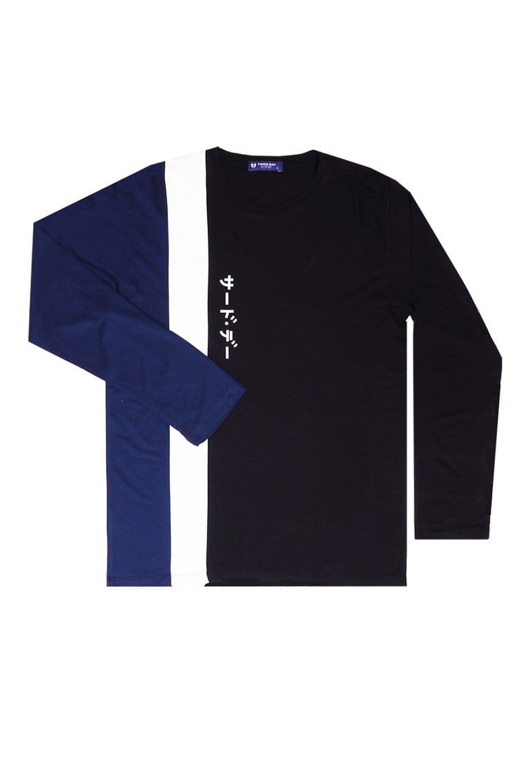 Third Day MTJ09 Kaos Tangan Panjang Quarter Navy Hitam Katakana