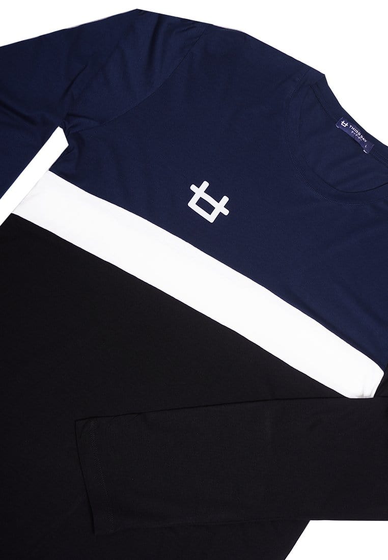 Third Day MTJ11 Kaos Tangan  Panjang Slash Navy Hitam Logo