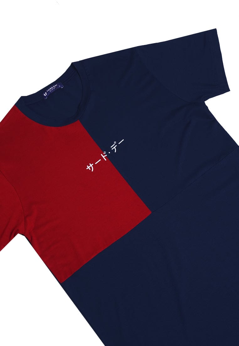 Third Day MTJ23 Kaos TShirt Pria Instacool Block Katakana Maroon Navy