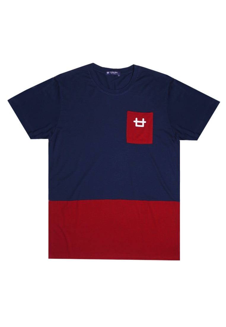 Third Day MTJ25 Kaos TShirt Pria Instacool Navy Maroon With Pocket Logo