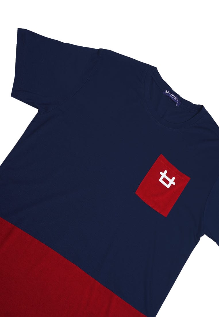 Third Day MTJ25 Kaos TShirt Pria Instacool Navy Maroon With Pocket Logo