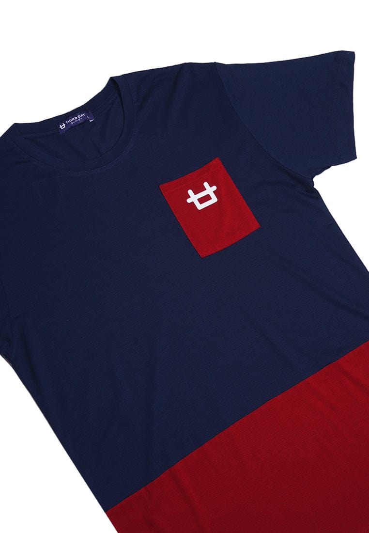 Third Day MTJ25 Kaos TShirt Pria Instacool Navy Maroon With Pocket Logo