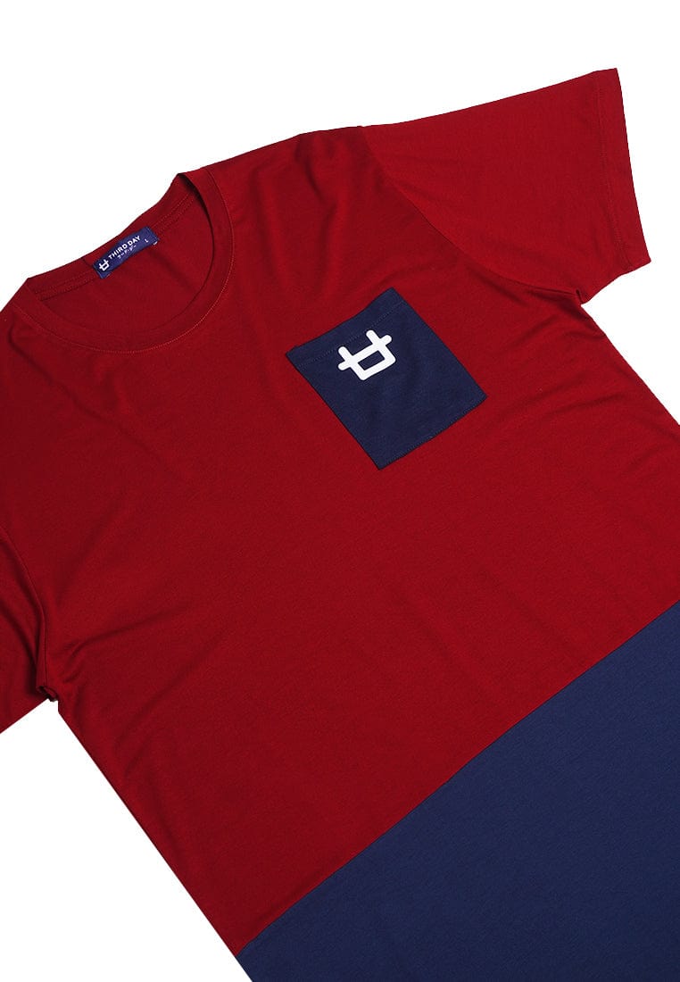 Third Day MTJ26 Kaos TShirt Pria Instacool Maroon Navy With Pocket Logo