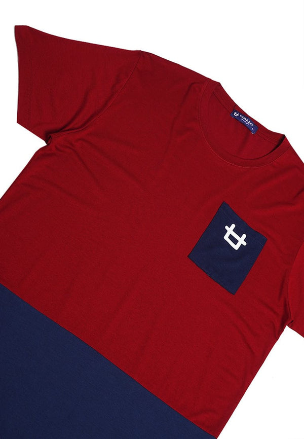 Third Day MTJ26 Kaos TShirt Pria Instacool Maroon Navy With Pocket Logo