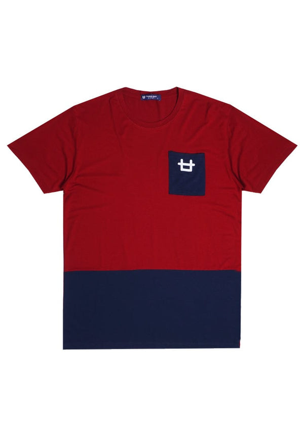 Third Day MTJ26 Kaos TShirt Pria Instacool Maroon Navy With Pocket Logo