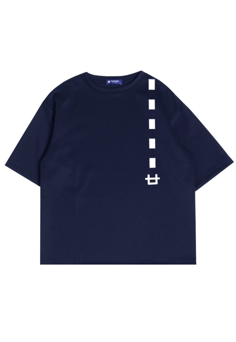 Third Day MTJ72 Kaos Oversize Distro Pria Dotted Line Logo Navy