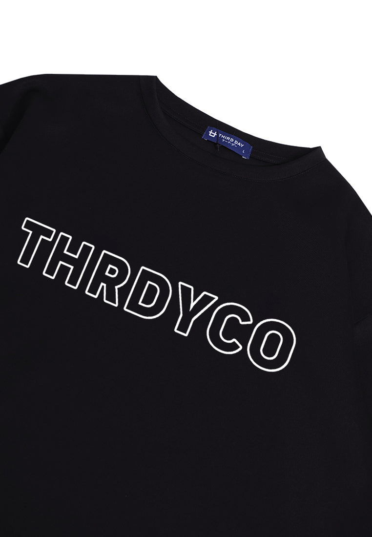 Third Day MTK49 Kaos Oversize Distro Pria Thrdyco Outline Dateng Hitam
