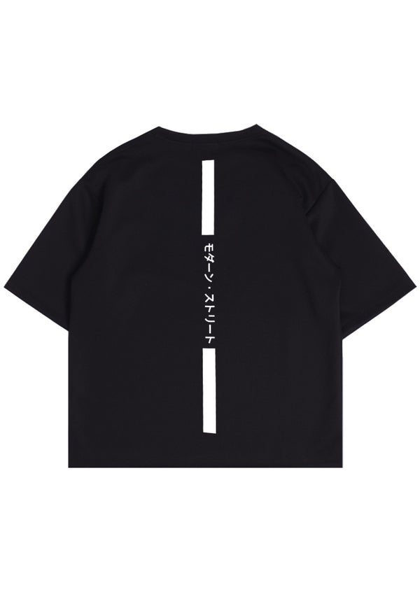 Third Day MTK54 Kaos Oversize Distro Pria Osaka Katakana Back Vertikal Hitam