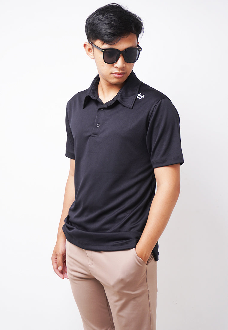 Third Day MTK79 Polo Shirt Casual Pria Logo Shoulder Hitam