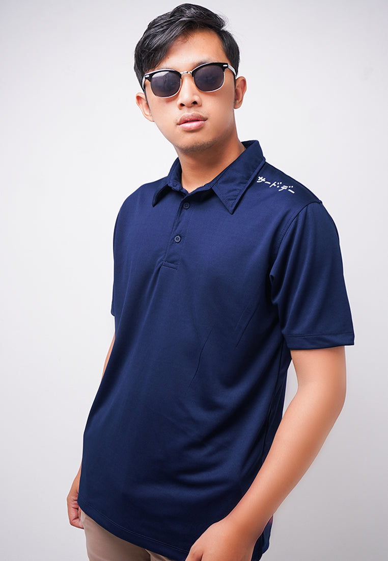 Third Day MTK82 Polo Shirt Casual Pria Katakana Shoulder Navy