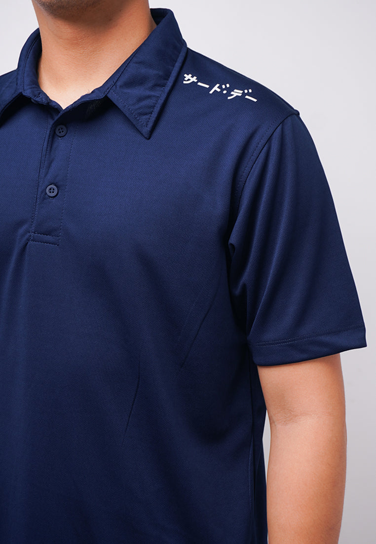 Third Day MTK82 Polo Shirt Casual Pria Katakana Shoulder Navy