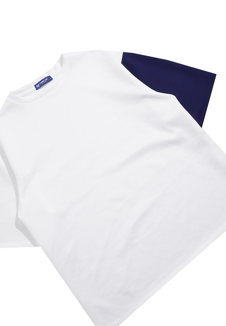Third Day MTL15 Kaos Oversize Distro Pria Polos Block White Navy