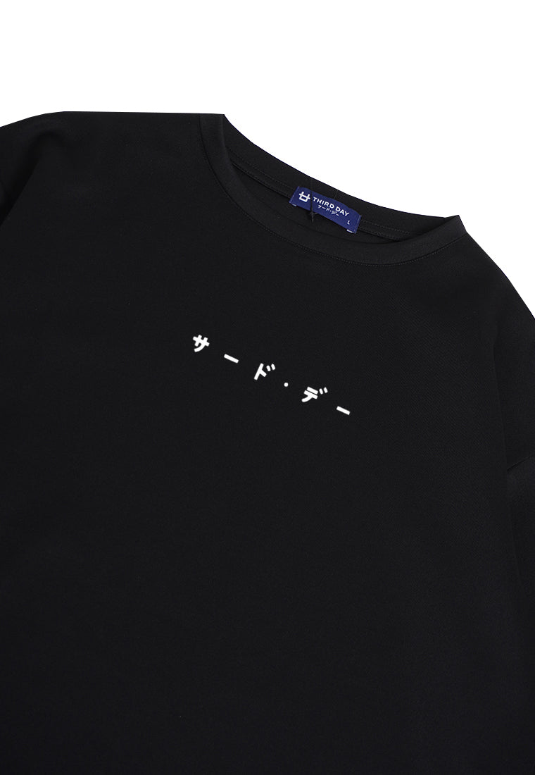 Third Day MTL27 Kaos Oversize Distro Pria Katakana Small Dateng Hitam